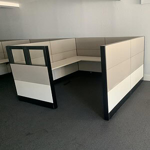 Double Glass Herman Miller Ethospace 8x8x54 office cubicle with modern design and privacy panels.