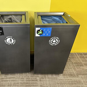 Haworth compost steel bins for waste and recycling, 18x18x34 inches, durable and eco-friendly.