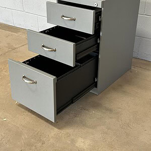 Pedestal drawer unit for office storage and organization.