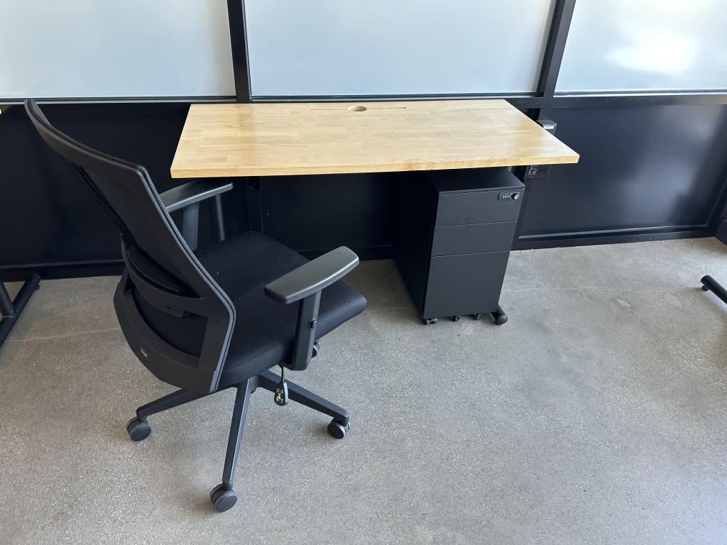 We Work 4x2 maple desk with black base
