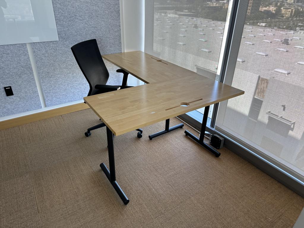 We Work 6x4 maple desk with black base