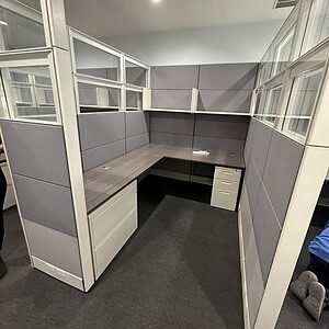 Double glass Ethospace cubicle for office workspace.