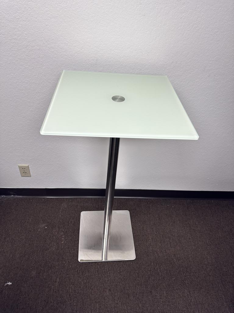 2x2 bar height frosted glass table