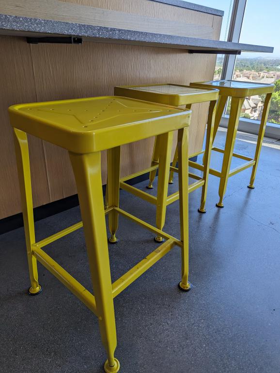 Yellow Classic Square Bar Height Stool