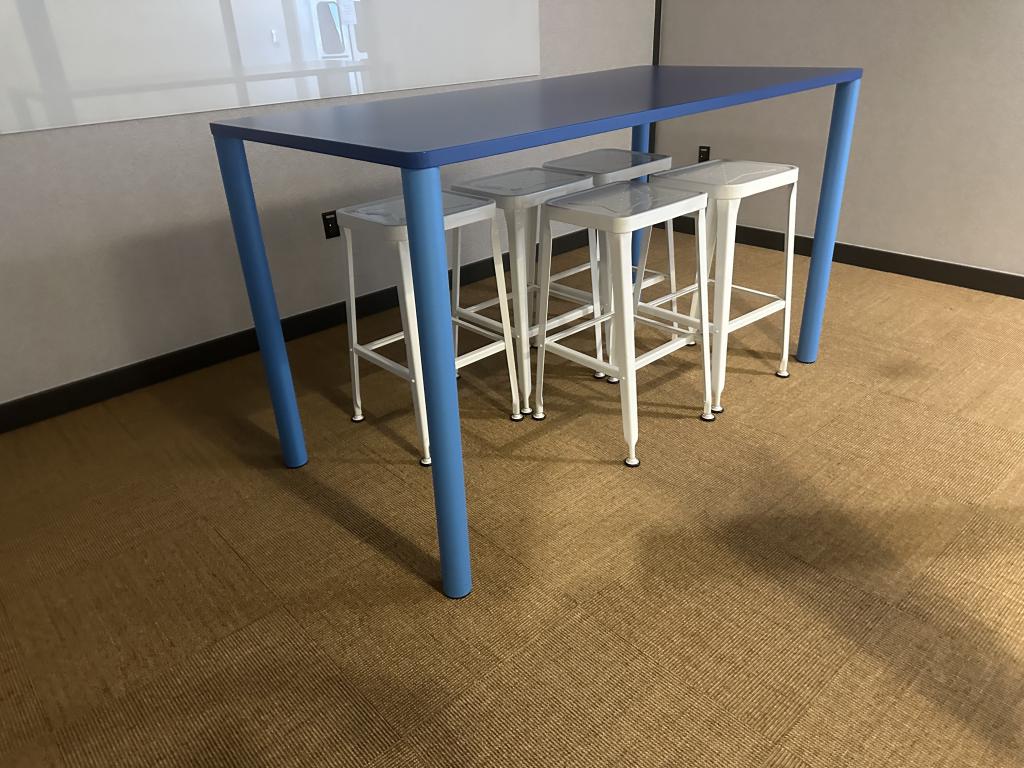 Poppin 8 foot Bar Height Blue Table