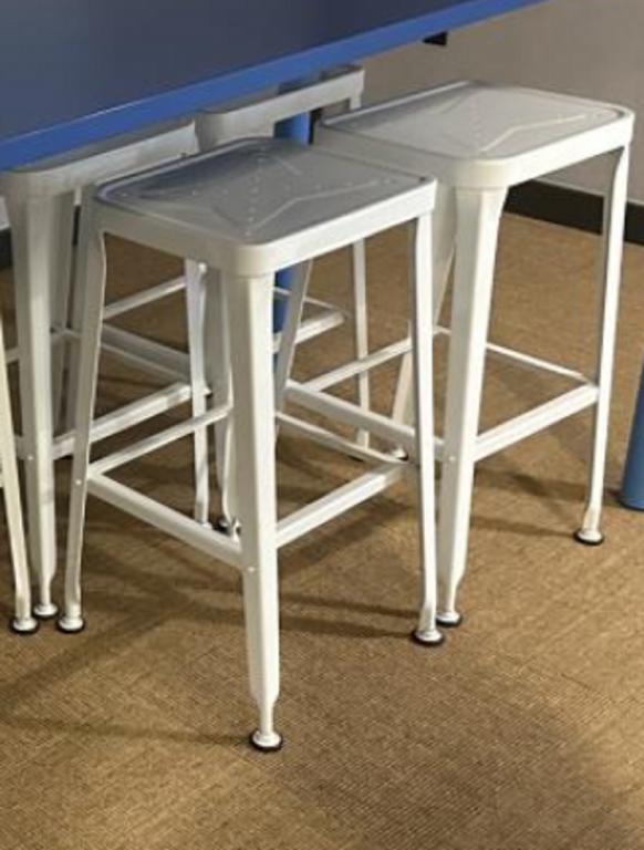 White classic square bar height stool