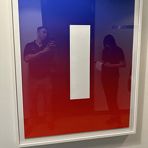 Modern art piece titled "The Big O" displayed in a sleek frame at Cube World USA.