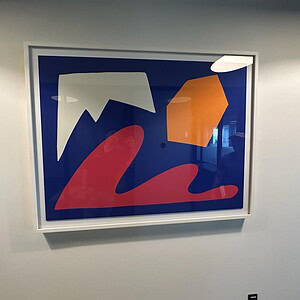 Abstract Blue Orange White Crown Pop Art.