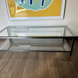 Glass Warner Brothers Table for Living Room or Office.