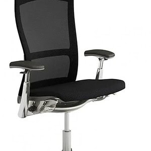 Ergonomic Knoll Life fully loaded black mesh office chair with adjustable armrests.
