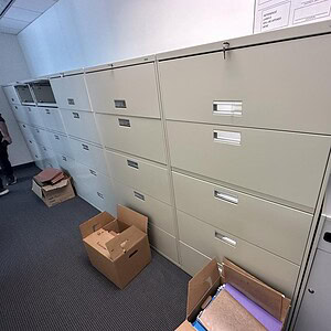 Quality 36-inch wide 5-drawer lateral filing cabinet for office storage. Durable, secure, and perfec.