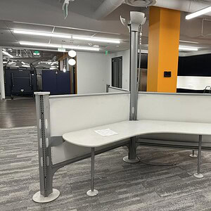 Resolve 48-inch tall white privacy screens for office spaces.