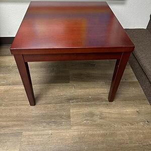 Mahogany veneer 2x2 Brayton side table for living room decor. Elegant, durable, and perfect for enha.