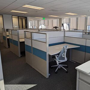 Herman Miller Canvas 8x6x56 office cubicle with glass panels, ideal for modern workspaces and produc.