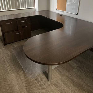 Modern DMI Espresso U-Desk with left-right return, ideal for office workspaces.
