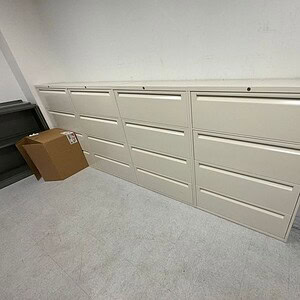 Drawer metal filing cabinet for office storage.