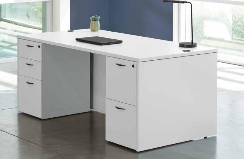 Napa White 72x36 Executive Double Pedestal