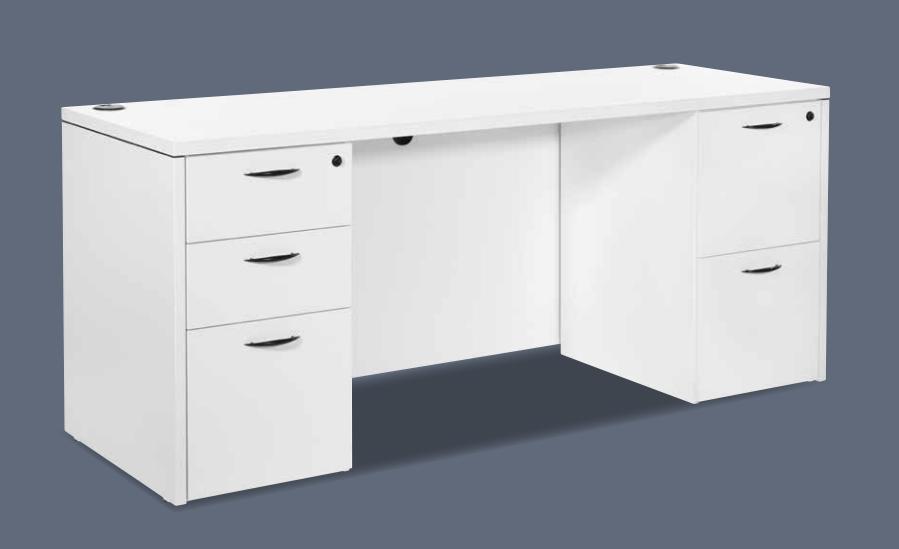 Napa White 72x24 Credenza Double Pedestal