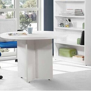 White Napa 42-48 inch round office table with modern design and sturdy construction.