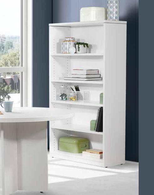 5 Shelf Bookshelf Napa White 65inx36in wide