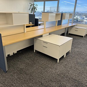 Benching stations with Herman Miller design, ideal for collaborative office environments and modern.