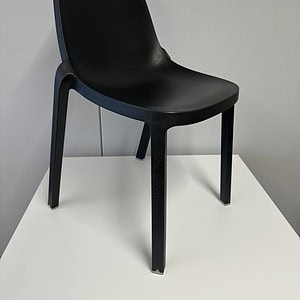 Emeco & Starck Broom black stacking chair, modern design, durable plastic, ideal for commercial and.