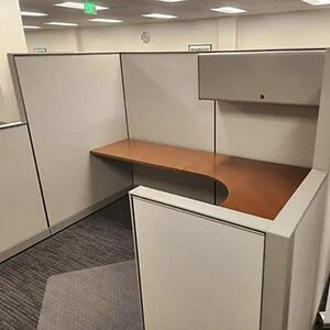 Herman Miller Canvas 66/46in tall office cubicle with adjustable height and privacy panels.