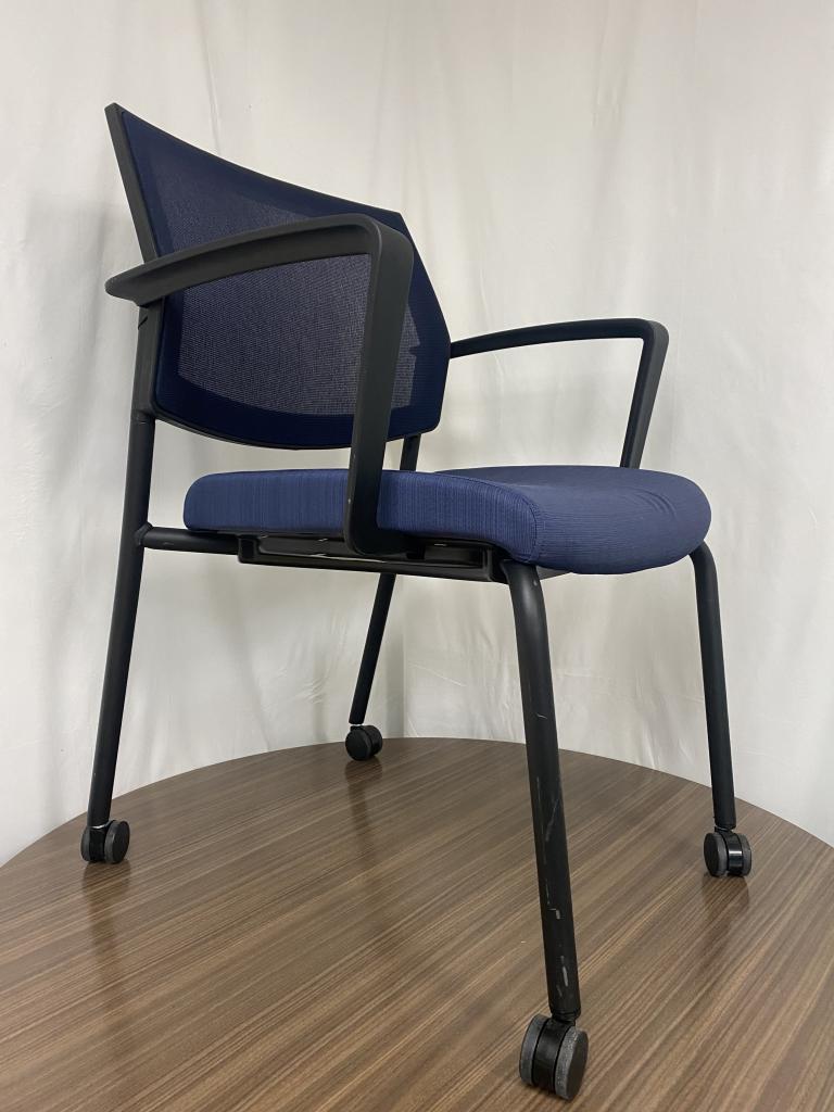 Sit On It Blue stacking chairs on casters