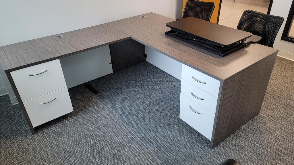 OFS Driftwood and White 6x6 desk BBF & FF