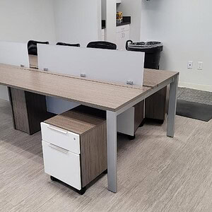 OFS Driftwood 6x2 benching set of 4 for office or conference room use.