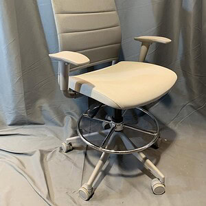 Modern ergonomic office chair with adjustable armrests and lumbar support.