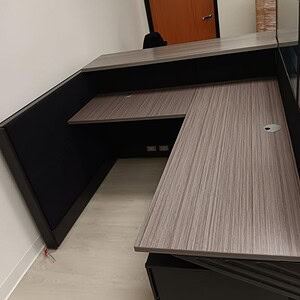 Custom 38in Hi Lo Reception Station for modern office spaces.