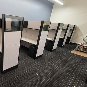 Modern Ethospace 5.5x8ft cubicles with optional 70in height.