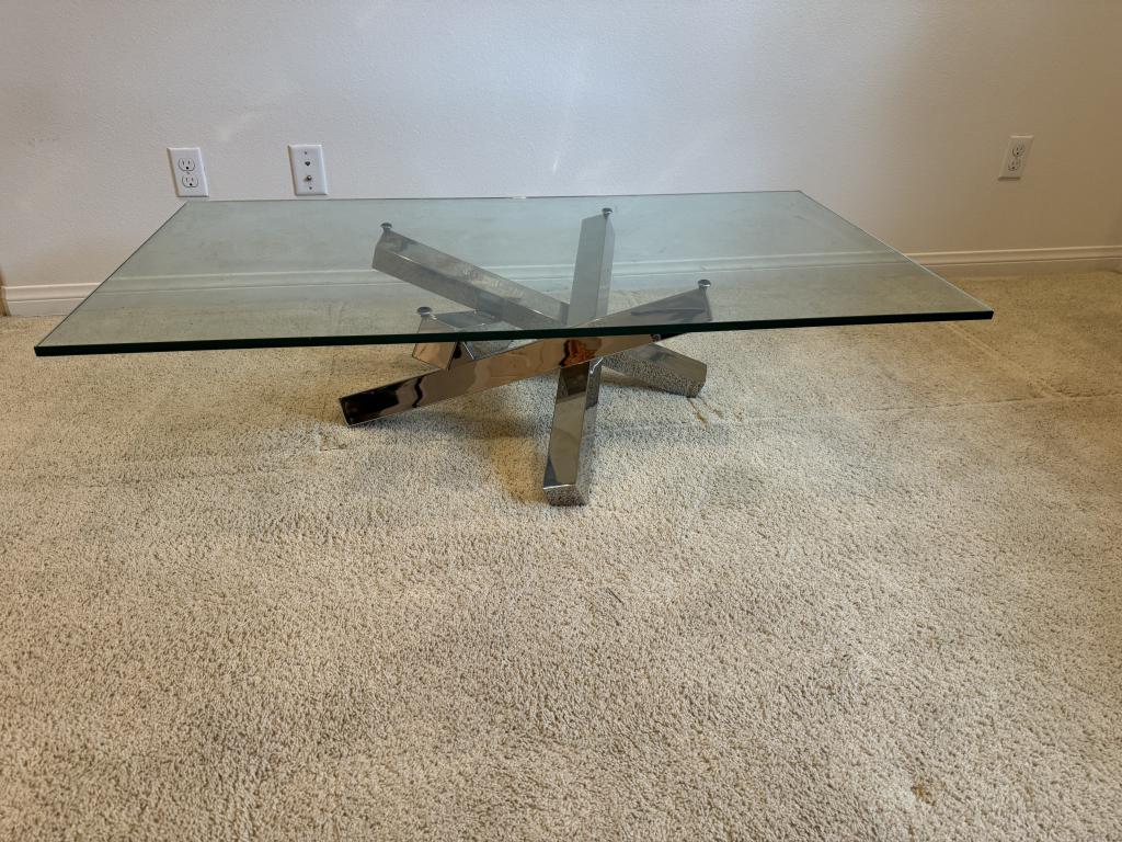 Warner Brothers Chrome Designer Glass Table
