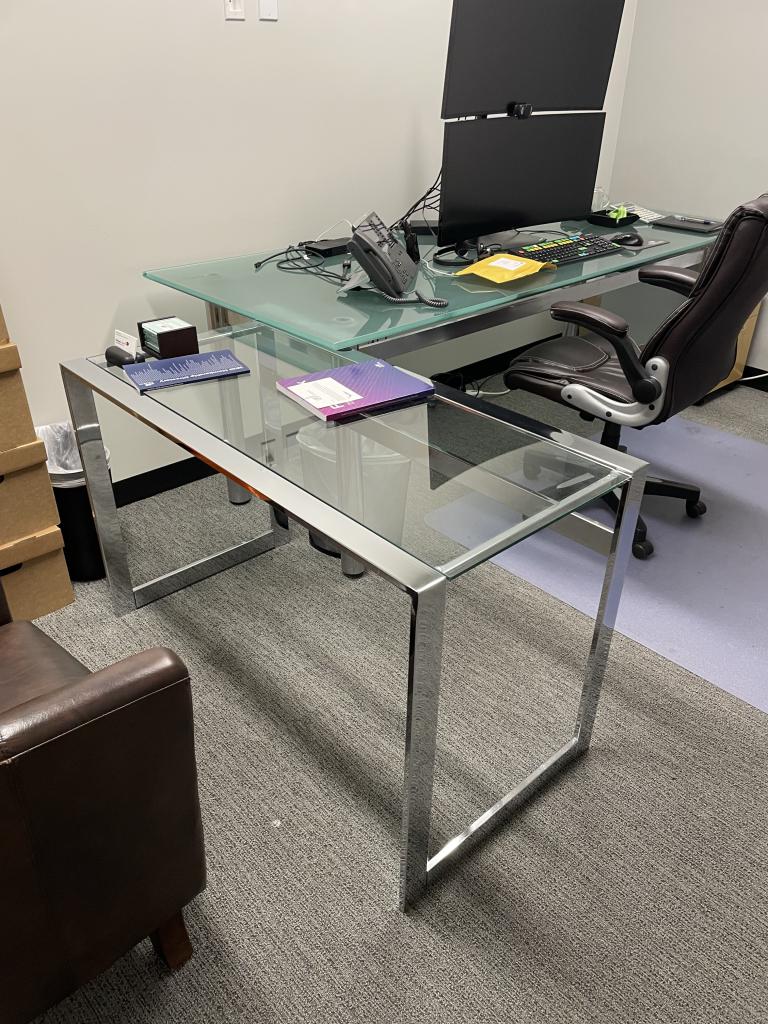 Warner Brothers 4x2 chrome & glass desk