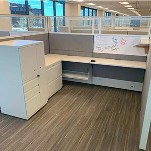 Grey Haworth compose 8x6x65 glass office cubicle for modern workspace design.