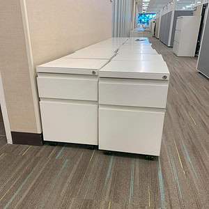 Haworth white mobile box file pedestal for office storage and organization.