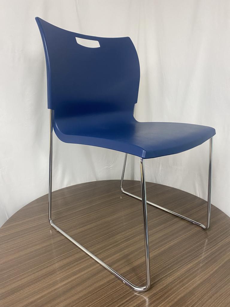 Sit On It Rowdy blue stack chair steel base