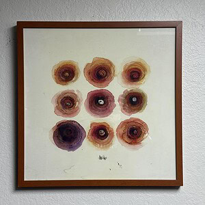 Vibrant abstract rose artwork, 21x21 inches, featuring varied colors and textures for modern interio.