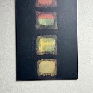 Abstract black and colorful pastel art for modern decor.