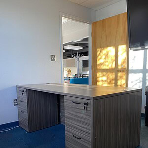 Walnut 6x3 executive desk with dual pedestals, ideal for office productivity.