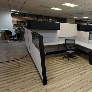 Modern 8x8 Ethospace cubicles for office workspace organization.