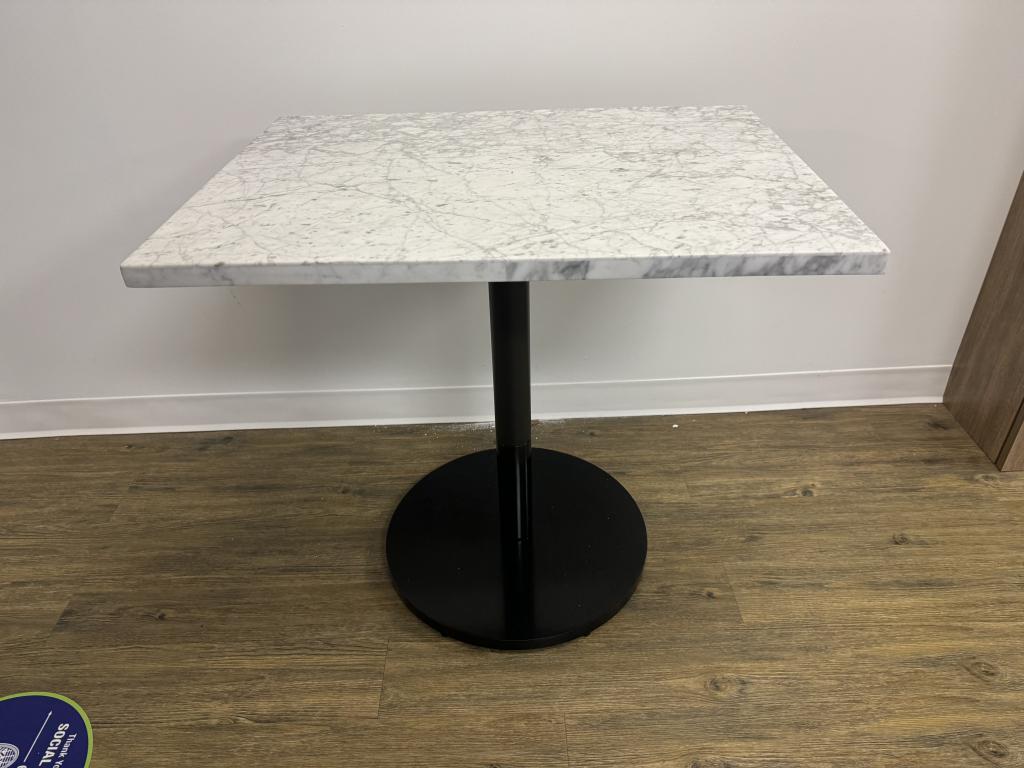 Marble top black base 32x24 table