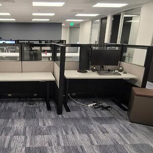 Refurbished Ethospace 60x30x54in two-tone workstation with modern design.