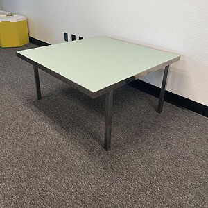 Frosted glass 3x3 ft occasional table for modern interior decor. Perfect for living rooms, offices,.