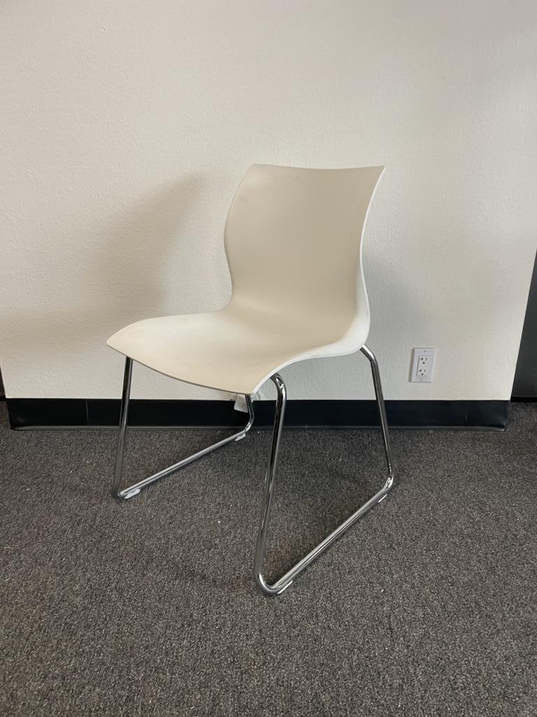 Teknion White Stackable Steel Base Chair