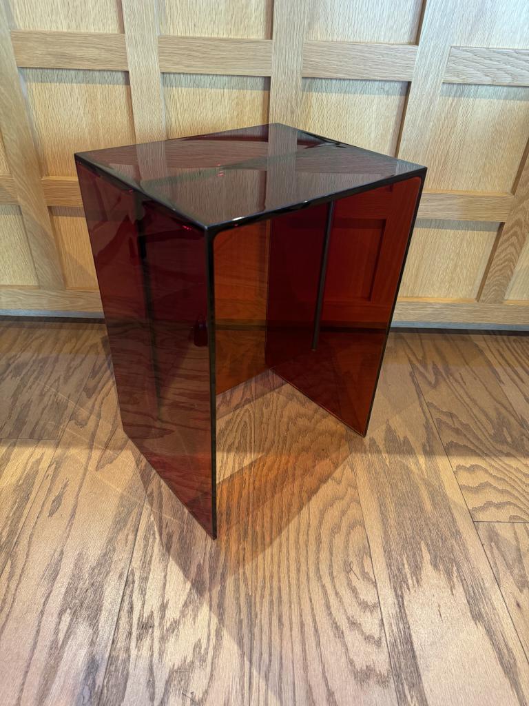 We Work Red transparent designer table