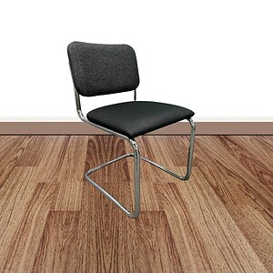 Sleek black fabric guest chair with sled base, ideal for modern office or reception areas.