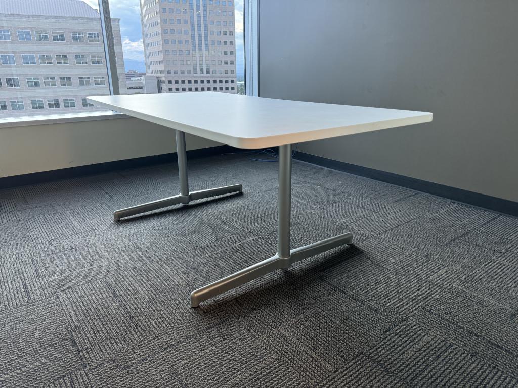 Steelcase 6x3 white top steel base table