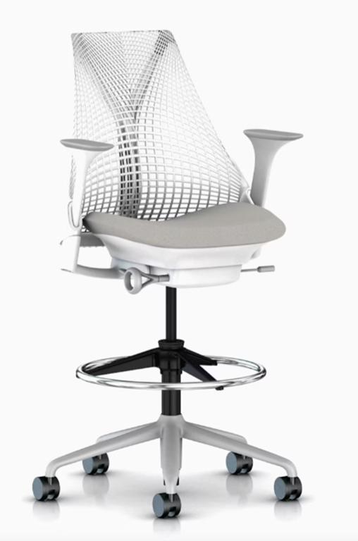 Herman Miller Sayl White Stool with Foot Ring